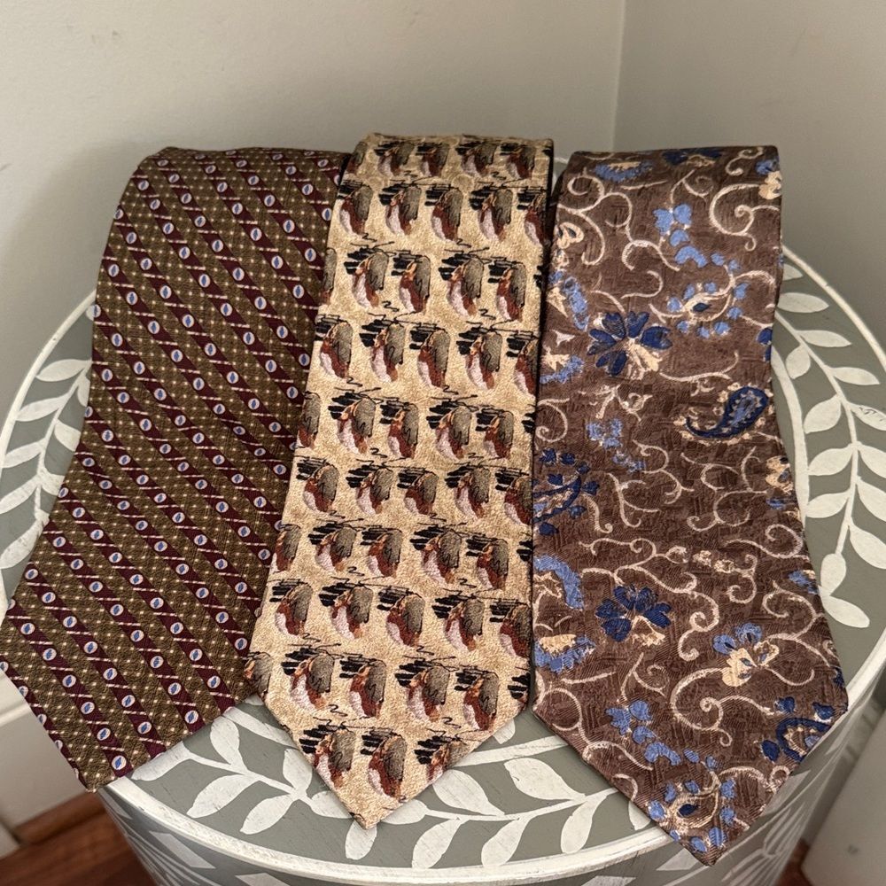 Set of Three Patterned Silk Ties